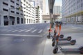 Detroit`s Streets Empty, Electric Scooters Stilled, Coronavirus Scare Royalty Free Stock Photo