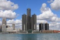 Detroit Skyline across the Detroit River Royalty Free Stock Photo