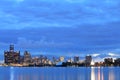 Detroit Skyline from Belle Isle at night Royalty Free Stock Photo