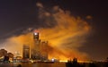 Detroit skyline covered in smoke Royalty Free Stock Photo