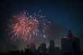 Detroit skyline fireworks