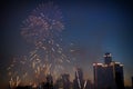 Detroit skyline fireworks