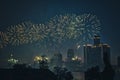 Detroit skyline fireworks