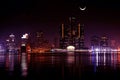 Detroit skyline at night Royalty Free Stock Photo