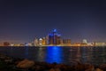 Detroit Skyline at Night with Christmas Lights Royalty Free Stock Photo