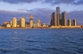 Detroit skyline at sunrise from Windsor, Canada