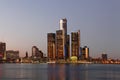 The Detroit Skyline at twilight Royalty Free Stock Photo