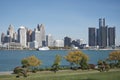 Detroit Skyline, Windsor Foreground Royalty Free Stock Photo