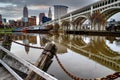 Detroit Superior Bridge, officially known as the Veterans Memorial Bridge over Cuyahoga River in Cleveland, Ohio, USA Royalty Free Stock Photo