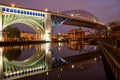 Detroit Superior Bridge, officially known as the Veterans Memorial Bridge over Cuyahoga River in Cleveland, Ohio, USA Royalty Free Stock Photo