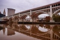 Detroit Superior Bridge, officially known as the Veterans Memorial Bridge over Cuyahoga River in Cleveland, Ohio, USA Royalty Free Stock Photo