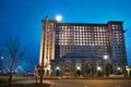 Detroit, Michigan USA, April 8, 2018, Michigan Central Station, MCS, Detroit Train Depot at Night Royalty Free Stock Photo