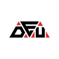 DEU triangle letter logo design with triangle shape. DEU triangle logo design monogram. DEU triangle vector logo template with red Royalty Free Stock Photo