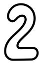 Deuce. Number two with rounded corners. Arabic number symbol. Sketch. Doodle style.