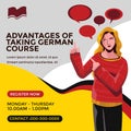 Online German Language Course Webinar Poster Design Royalty Free Stock Photo