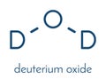 Deuterium oxide heavy water molecule. Skeletal formula.