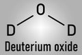 Deuterium oxide or heavy water molecule. Skeletal formula.