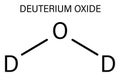 Deuterium oxide or heavy water molecule. Skeletal formula.