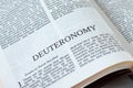 Deuteronomy open Holy Bible Book close-up Royalty Free Stock Photo