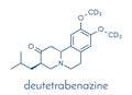 Deutetrabenazine Huntington disease drug molecule. Skeletal formula. Royalty Free Stock Photo