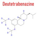 Deutetrabenazine Huntington disease drug molecule. Skeletal formula. Royalty Free Stock Photo