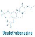 Deutetrabenazine Huntington disease drug molecule. Skeletal formula. Royalty Free Stock Photo