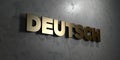 Deutsch - Gold sign mounted on glossy marble wall - 3D rendered royalty free stock illustration
