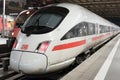 A Deutsche Bahn ICE Intercity bullet train waits at the Munich Main Railway Station (Munchen Hauptbahnhof) Royalty Free Stock Photo