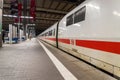 A Deutsche Bahn ICE Intercity bullet train waits at the Munich Main Railway Station Munchen Hauptbahnhof Royalty Free Stock Photo