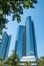 The Deutsche Bank twin towers (Deutsche-Bank-Hochhaus), which serve as the bank\'s headquarters