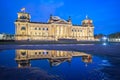 Deutscher Bundestag at night in Berlin city, Germany