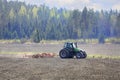 Deutz-Fahr Tractor and Harrow in Field Royalty Free Stock Photo