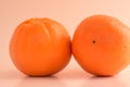 DEUX ORANGES COLLEES DANS UN STUDIO PHOTO