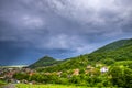 Landscape at the springtime with Deva citadel, Romania Royalty Free Stock Photo