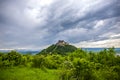 Landscape at the springtime with Deva citadel, Romania Royalty Free Stock Photo