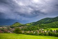 Landscape at the springtime with Deva citadel, Romania Royalty Free Stock Photo
