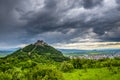 Landscape at the springtime with Deva citadel, Romania