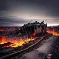 Devastated Landscapes. Disaster with scorched earth Royalty Free Stock Photo