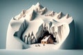 devastating avalanche, with a wall of snow burying a mountain village, concept, AI generation