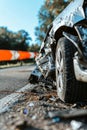 Devastating car crash accident unleashes peril on the roadway, a scene of danger and destruction Royalty Free Stock Photo
