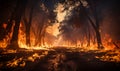 Devastating Fire Engulfs Forest Royalty Free Stock Photo