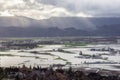 Devastating Flood Natural Disaster in the city and farmland after storm