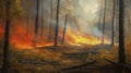 Devastating Forest Fire Engulfs Trees. Stock Image for News Articles and Reports. Royalty Free Stock Photo