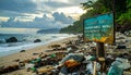 Polluted Tropical Beach Covered in Plastic Waste Royalty Free Stock Photo