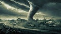 Devastating tornado strikes Central Iowa, causing destruction and chaos. Concept Natural Disasters,