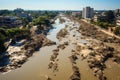 Devastating tsunami, portraying the immense destruction and chaos left in its wake.