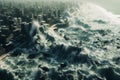 A devastating tsunami threatening a coast