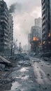 Devastating Urban Fire Aftermath in a Modern City. Generative ai