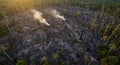 Devastation in the Amazon Rainforest an aerial view showing the destruction caused by deforestation and burning of trees Royalty Free Stock Photo