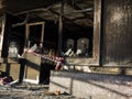 Devastation after a fire in a public place